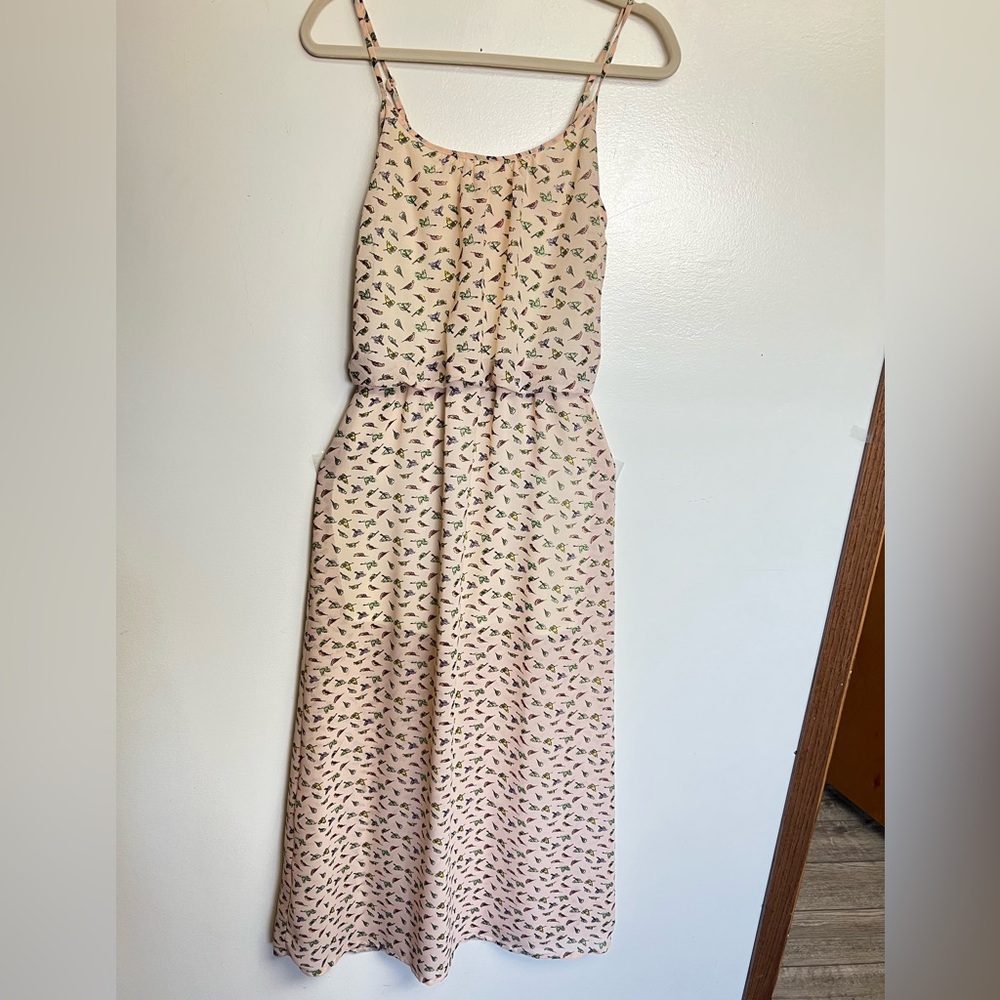 She's Cool Light Pink Floral Spaghetti-Strap Midi Dress